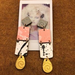 Hand painted wood earrings